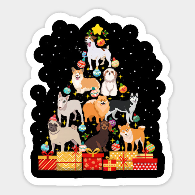 Funny Dog Christmas Tree Dog Lover Sticker by yangho