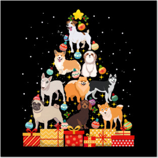 Funny Dog Christmas Tree Dog Lover Posters and Art