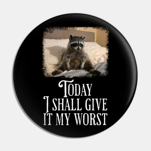 Dejected Raccoon: Today I Shall Give It My Worst, funny Pin by Luxinda
