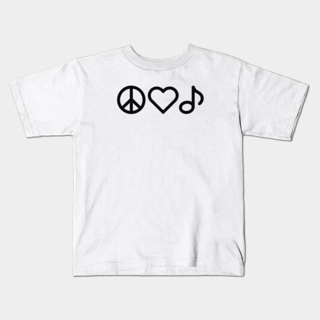 Peace love Music Kids T-Shirt by CreativeSage
