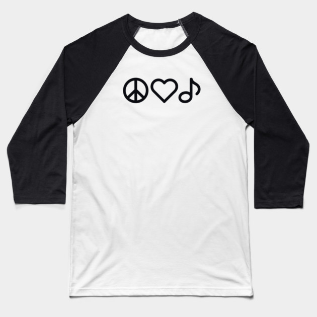 Peace love Music Baseball T-Shirt by CreativeSage