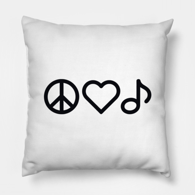 Peace love Music Pillow by CreativeSage