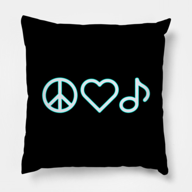 Peace Love Music Pillow by CreativeSage