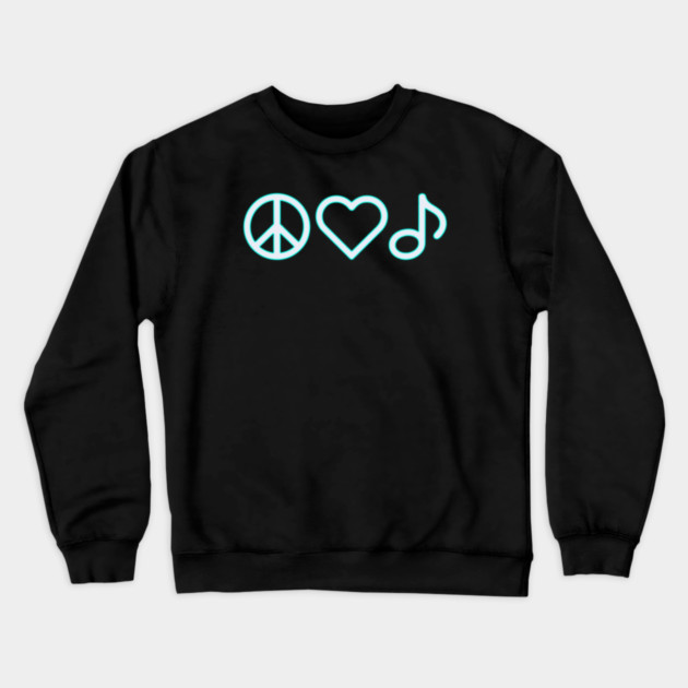 Peace Love Music Crewneck Sweatshirt by CreativeSage