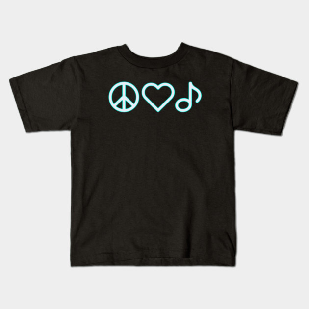 Peace Love Music Kids T-Shirt by CreativeSage