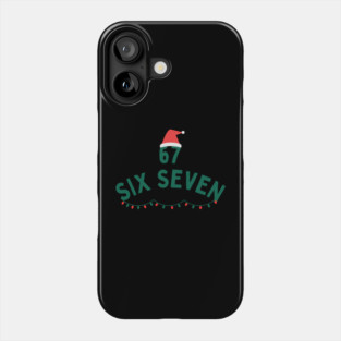67 Six Seven Christmas Santa Hat and Christmas Lights Phone Case