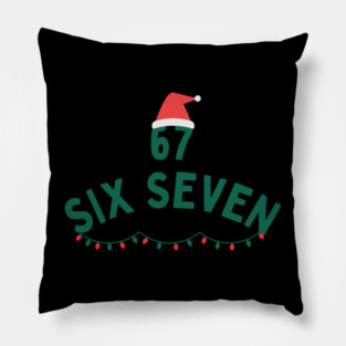 67 Six Seven Christmas Santa Hat and Christmas Lights Pillow