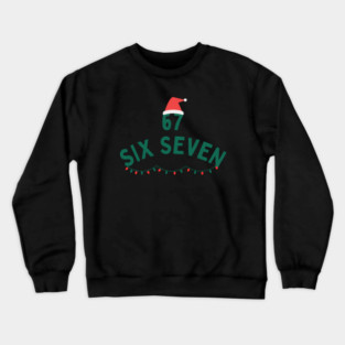 67 Six Seven Christmas Santa Hat and Christmas Lights Crewneck Sweatshirt