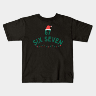 67 Six Seven Christmas Santa Hat and Christmas Lights Kids T-Shirt
