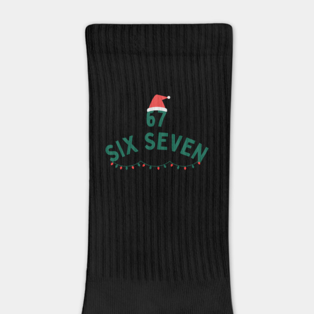 67 Six Seven Christmas Santa Hat and Christmas Lights by Creatifly Graphic Tees