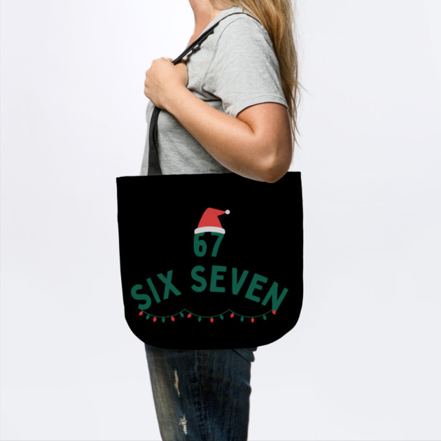67 Six Seven Christmas Santa Hat and Christmas Lights by Creatifly Graphic Tees