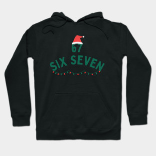67 Six Seven Christmas Santa Hat and Christmas Lights Hoodie