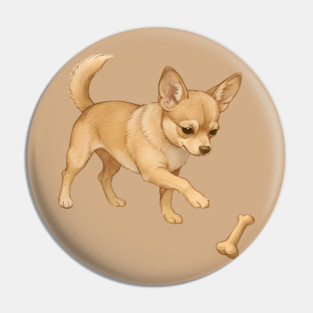 Cute Chihuahua with Bone Toy Pin