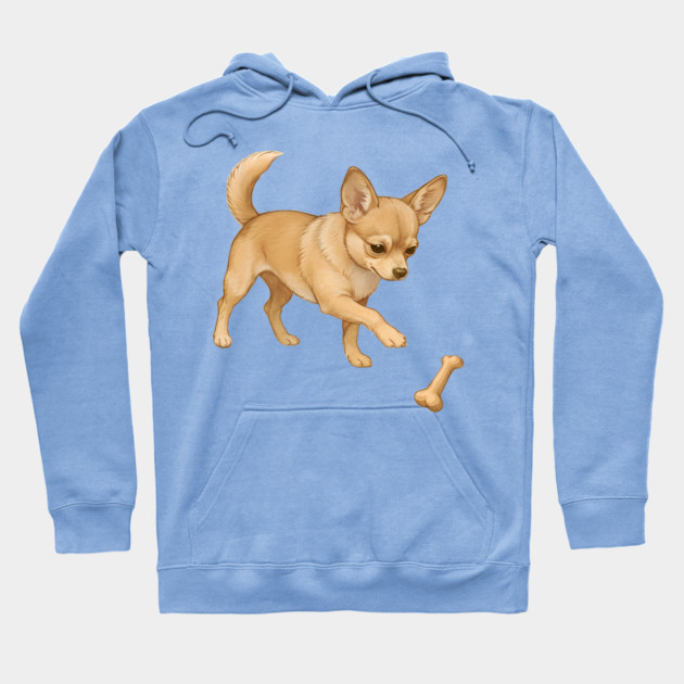 Cute Chihuahua with Bone Toy Hoodie by DonWillisJrArt