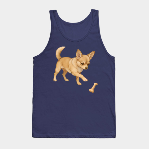 Cute Chihuahua with Bone Toy Tank Top by DonWillisJrArt