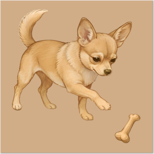 Cute Chihuahua with Bone Toy Posters and Art