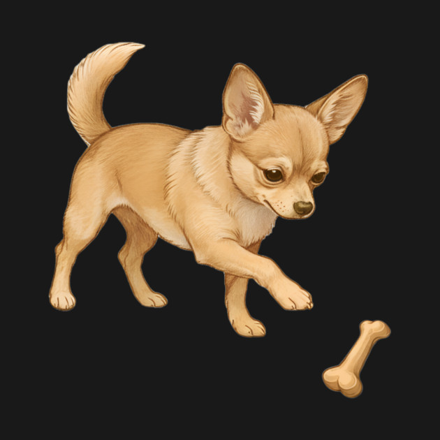 Cute Chihuahua with Bone Toy by DonWillisJrArt