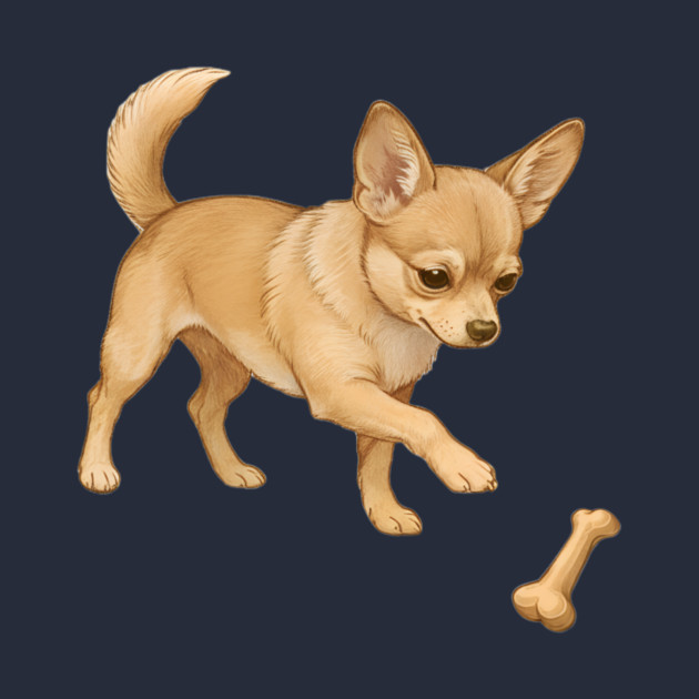 Cute Chihuahua with Bone Toy by DonWillisJrArt