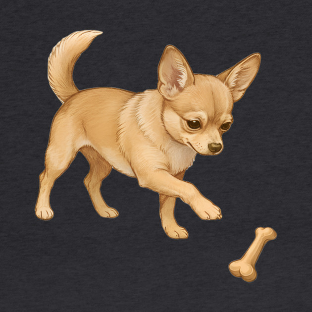 Cute Chihuahua with Bone Toy by DonWillisJrArt