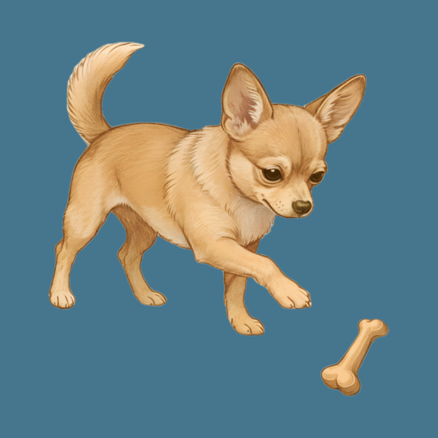 Cute Chihuahua with Bone Toy by DonWillisJrArt