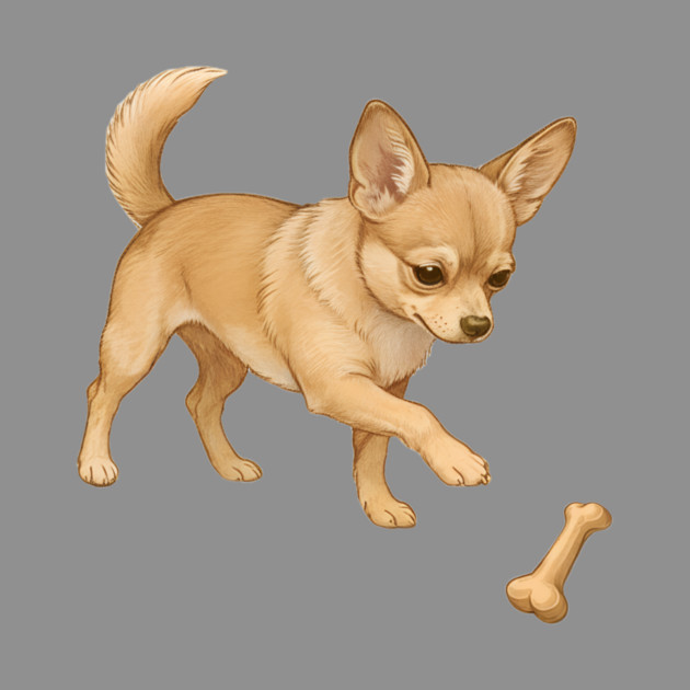 Cute Chihuahua with Bone Toy by DonWillisJrArt