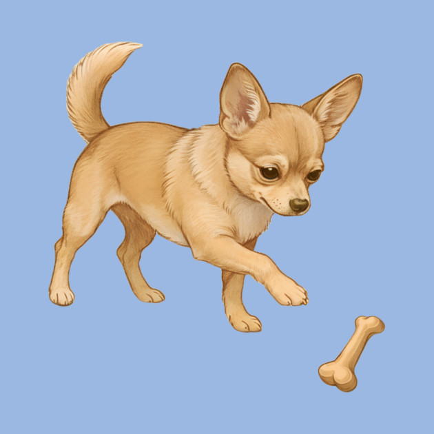 Cute Chihuahua with Bone Toy by DonWillisJrArt
