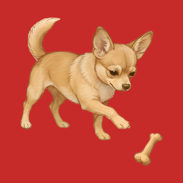Cute Chihuahua with Bone Toy by DonWillisJrArt