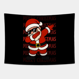 Merry Christmas Dabbing Santa With Sunglasses Tapestry