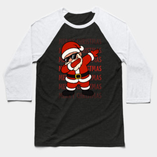 Merry Christmas Dabbing Santa With Sunglasses Baseball T-Shirt