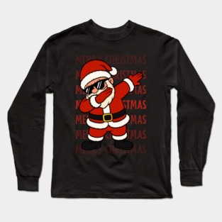 Merry Christmas Dabbing Santa With Sunglasses Long Sleeve T-Shirt