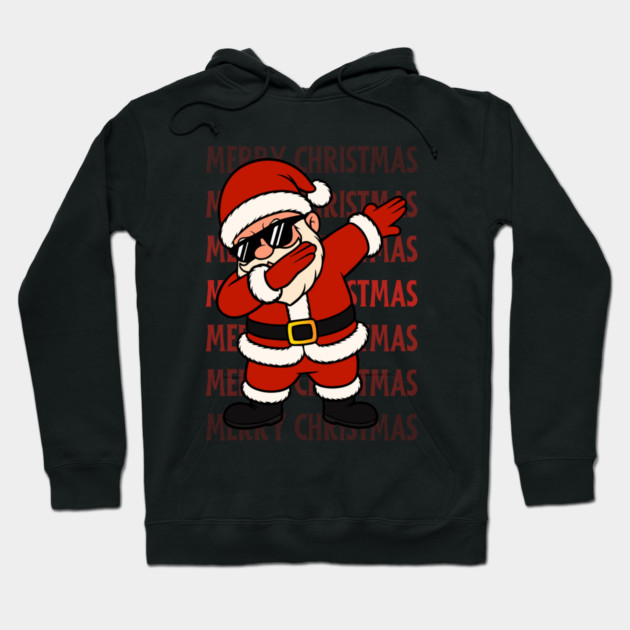 Merry Christmas Dabbing Santa With Sunglasses Hoodie by Creatifly Graphic Tees