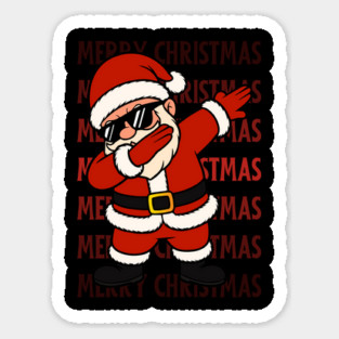 Merry Christmas Dabbing Santa With Sunglasses Sticker