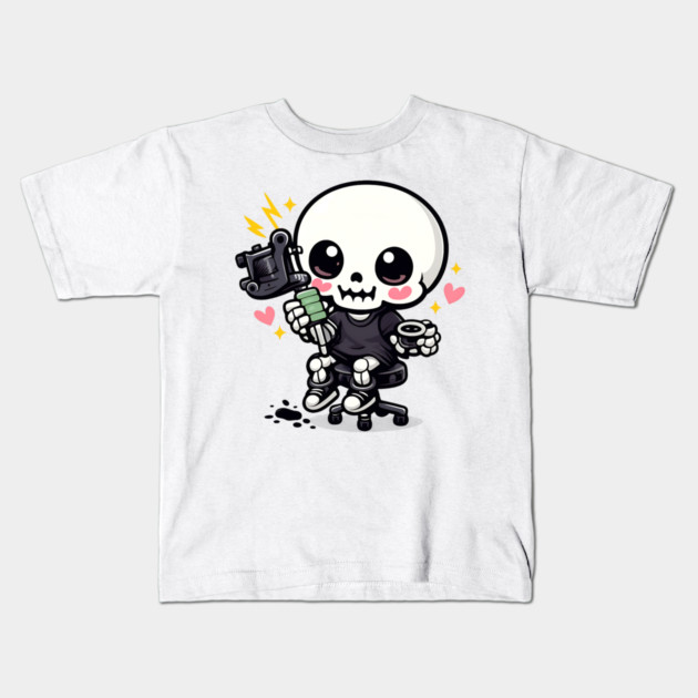 Tattoo Apprentice Kawaii Skeleton Kids T-Shirt by Demian Stipatio
