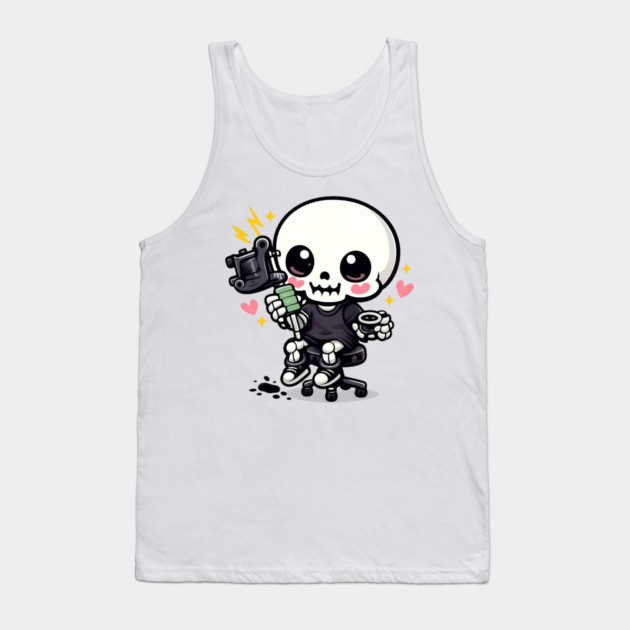 Tattoo Apprentice Kawaii Skeleton Tank Top by Demian Stipatio