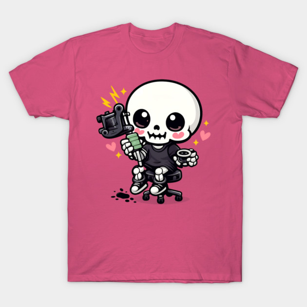 Tattoo Apprentice Kawaii Skeleton T-Shirt by Demian Stipatio