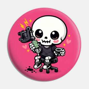 Tattoo Apprentice Kawaii Skeleton Pin