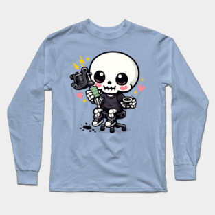 Tattoo Apprentice Kawaii Skeleton Long Sleeve T-Shirt