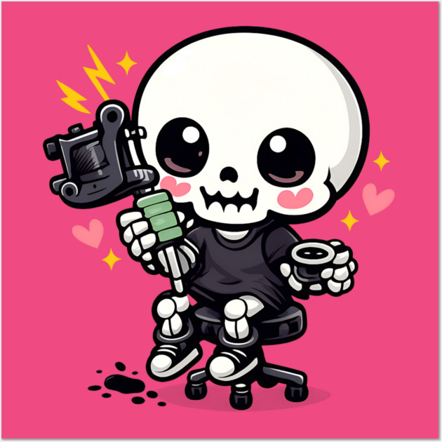Tattoo Apprentice Kawaii Skeleton Wall Art by Demian Stipatio