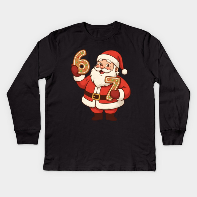 santa 67 gingerbread Kids Long Sleeve T-Shirt by Creatifly Graphic Tees