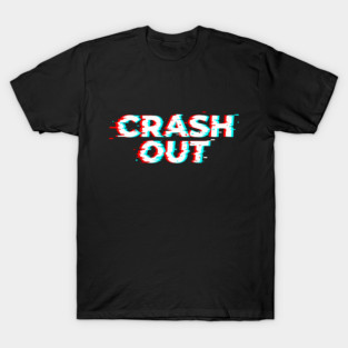Crash Out Glitch Effect Cyber Typography White T-Shirt