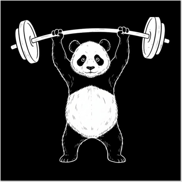 Panda Lifting Weights Gym Humor Workout Wall Art by ArtistTee ⭐⭐⭐⭐⭐