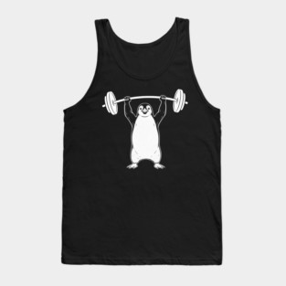 Penguin Lifting Weights Gym Fitness Funny Tank Top