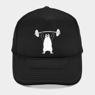 Penguin Lifting Weights Gym Fitness Funny Hat