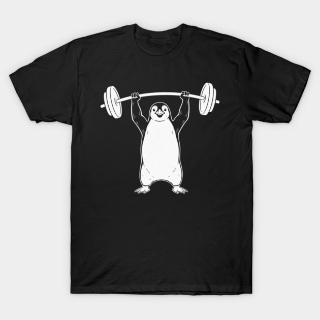 Penguin Lifting Weights Gym Fitness Funny T-Shirt by ArtistTee ⭐⭐⭐⭐⭐
