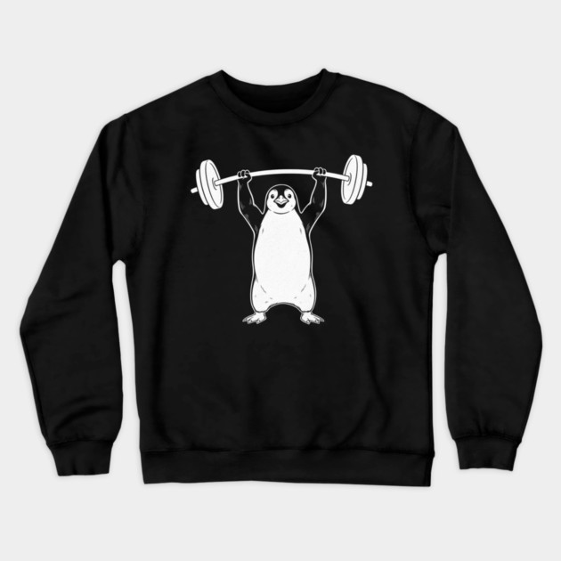 Penguin Lifting Weights Gym Fitness Funny Crewneck Sweatshirt by ArtistTee ⭐⭐⭐⭐⭐