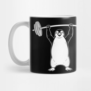 Penguin Lifting Weights Gym Fitness Funny Mug