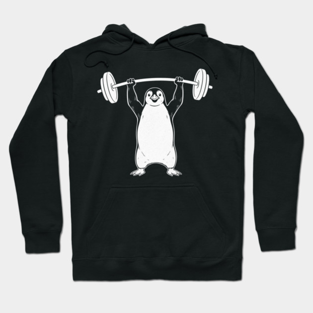 Penguin Lifting Weights Gym Fitness Funny Hoodie by ArtistTee ⭐⭐⭐⭐⭐