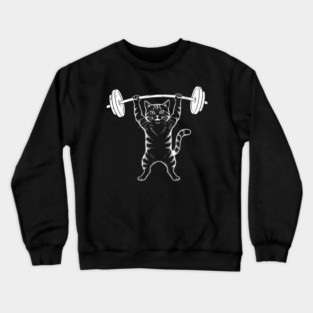 Gym Cat Funny Weightlifting Cat Lover Crewneck Sweatshirt