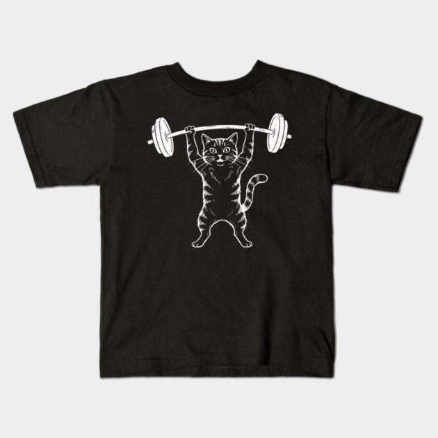 Gym Cat Funny Weightlifting Cat Lover Kids T-Shirt by ArtistTee ⭐⭐⭐⭐⭐