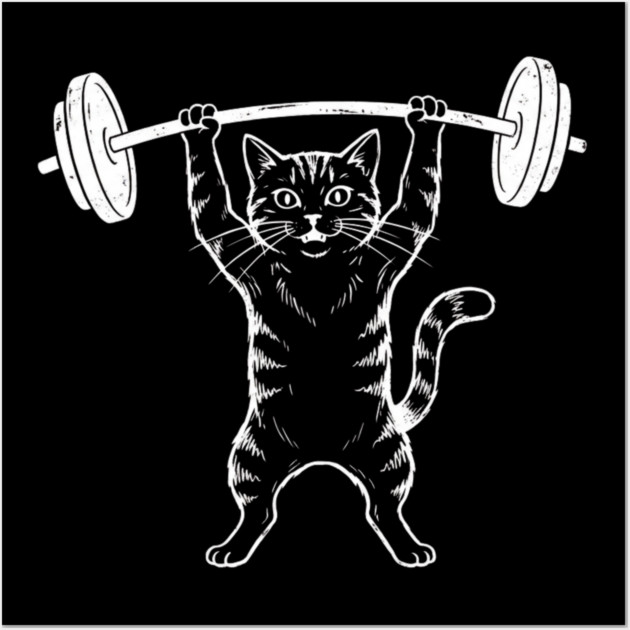 Gym Cat Funny Weightlifting Cat Lover Wall Art by ArtistTee ⭐⭐⭐⭐⭐